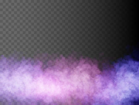 Colorful fog or smoke isolated, transparent special effect. Bright vector cloudiness, mist or smog background. Vector illustrationのイラスト素材