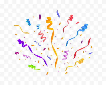 Confetti vector illustration. Festive background. Party concept. Flying ribbons isolated.のイラスト素材