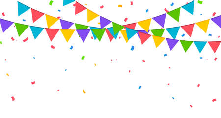 Confetti vector illustration. Festive background. Party concept. Flying ribbons isolated.のイラスト素材