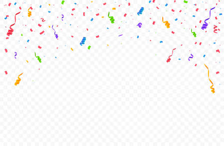 Confetti vector illustration. Festive background. Party concept. Flying ribbons isolated.のイラスト素材