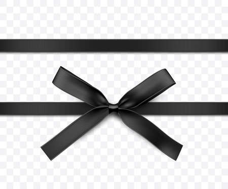 Black Ribbon and Bow isolated. Vector Decoration for Gift Cards, for Gift Boxes or bannersのイラスト素材
