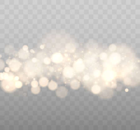 Shining bokeh isolated on transparent background. Golden bokeh lights with glowing particles isolated. Christmas conceptのイラスト素材