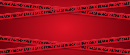 Black Friday Sale Banner. Discount background with red tape. Vector promo bannerのイラスト素材