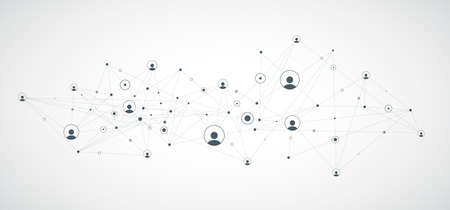 Network background. Connections with points, lines, and people icons. Vector illustrationのイラスト素材