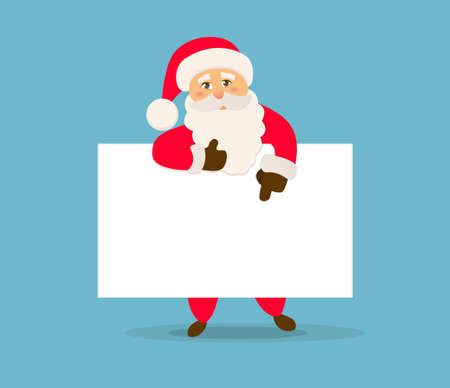 Santa Claus with a big banner. Christmas sale banner. Vector illustrationのイラスト素材