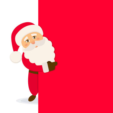 Santa Claus with blank banner. Christmas banner. Vector illustrationのイラスト素材