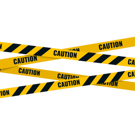Caution tape. Caution yellow warning lines isolated on white. Vector illustrationのイラスト素材