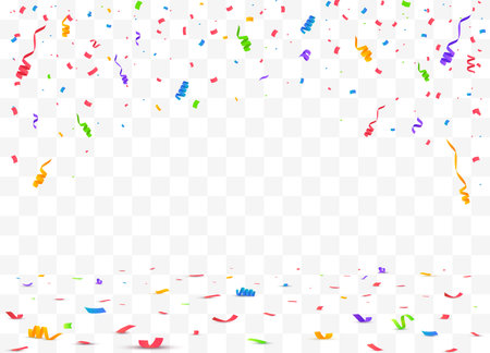 Confetti background. Festive backdrop. Party design with colorful confetti. Vector illustrationのイラスト素材