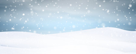 Snow background with many snowflakes. Winter backdrop. Vector backgroundのイラスト素材