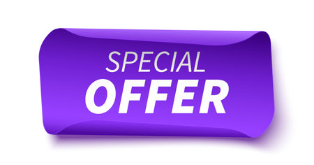 Special Offer Tag. Purple Discount Label Isolated on White Background. Vector Illustrationのイラスト素材