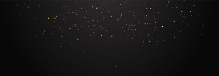 Wide Black Background with Golden Glitter Particles. Vector illustrationのイラスト素材