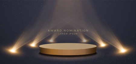 Award Nomination Background. Luxury Banner With Spotlights and Stageのイラスト素材