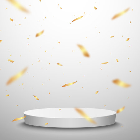Confetti with award podium. Winner vector background. with confetti.のイラスト素材