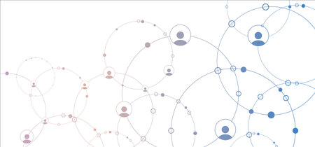 Network background. Connections with points, lines, and people icons. Vector technology background