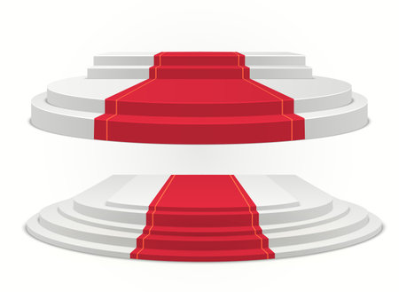 Set of circle podiums. Vector 3d stage isolated on white background.のイラスト素材