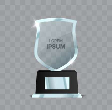 Trophy award isolated. Transparent glass prize. Vector illustrationのイラスト素材