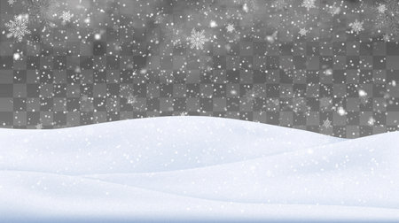 Falling Snow Overlay Background. Snowfall Winter Christmas Background. Vector Illustration.のイラスト素材