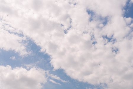 Blue sky and beautiful white clouds. Creative vintage natural background
