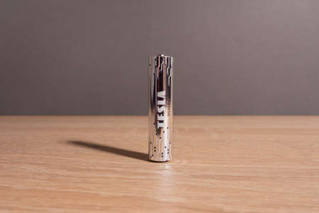 Tesla batteries in black and silver color, high-tech designのeditorial素材