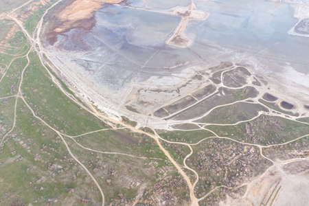 Drying lake as a result of climatic changes - Kuyalnitsky estuary. Sandy bottom of a dried-up lake....