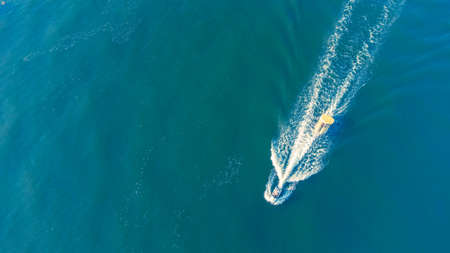 up view of sea water and boat in summer