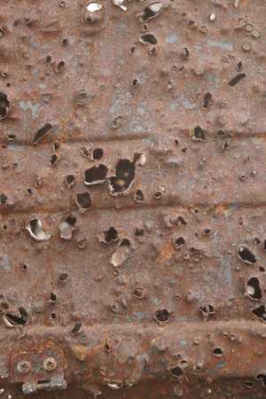 Destroyed military equipment of the Russian army in the war with Ukraine. Freight car. broken board.の写真素材