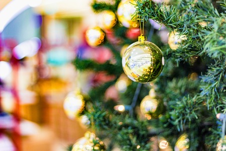 Ball Decorated on Christmas Treeの写真素材