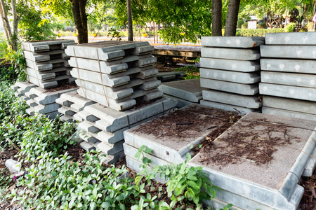 Cement slabs for railroad constructionの写真素材