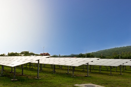 Lanscape, Solar Farm produces electricity from solar energy, clean energy to replace global warming.