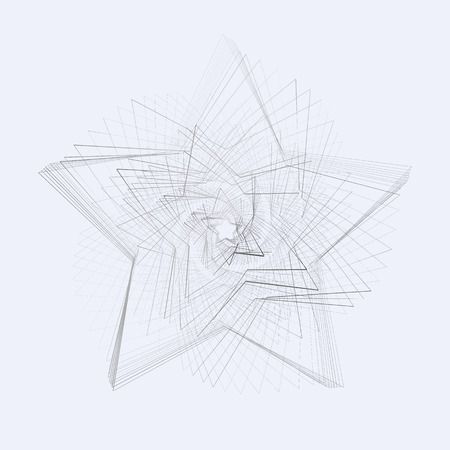 Creative abstract cyclic spinning spiral star on a gray background. Pattern of swirling metal lines for design and creativity.のイラスト素材