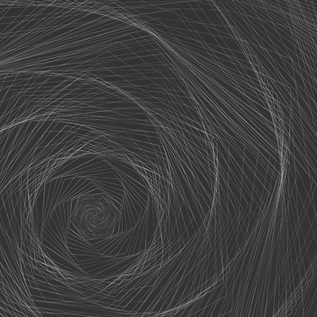 A whirlwind of twisted spiral metal lines Spiral contour whirlpool twist on dark gray backgroundのイラスト素材