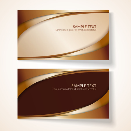 Card abstract wavy lines Golden curved lines on a dark background Creative element for the design of templates banner poster Abstract decorative background for luxury business card template Vector Setのイラスト素材