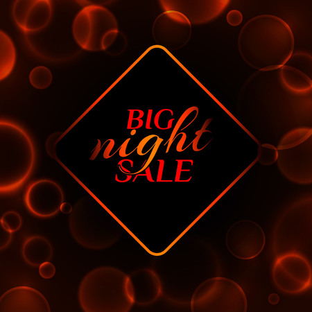 Big night sale banner on a black background with luminous red circles vector illustrationのイラスト素材