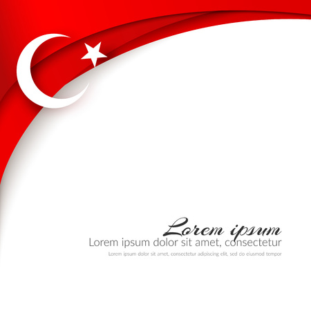 A moon with a star on a background of wavy curved red ribbons lines Brochure with the theme of the Turkish flag on the national holidays of Turkey Patriotic background with symbols Turkey flag Vectorのイラスト素材