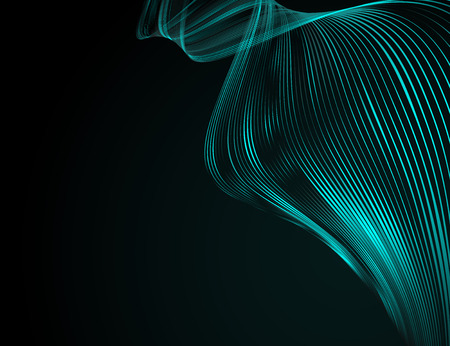 Abstract bright wavy lines on a dark blue background Futuristic technology illustration design The pattern of the wave line Abstract modern background for web site business Vector graphicsのイラスト素材