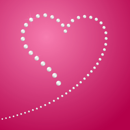 Drawing of the heart A line of pearls in the shape of a heart Symbol of love and marriage Blank template for greeting card banner poster for Valentine's Day design element Romantic background Vectorのイラスト素材