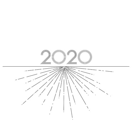 Graphic lines 2020 New Year on a white background Creative element for design cards calendar invitations for the New Year and Christmas Modern design graphic dotted line 2020 invitation card Vectorのイラスト素材