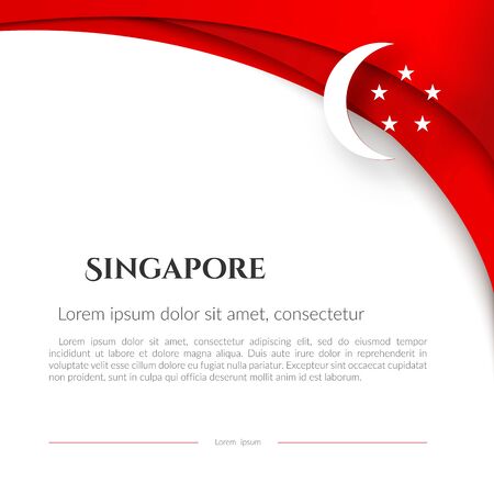 Brochure Singapore Flag On A White Background Curved Pattern Red
