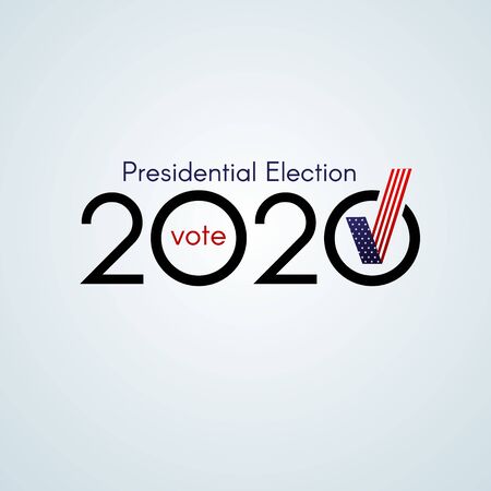 US presidential election Voting Number 2020 text Vote with usa flag checkmark on a light background...