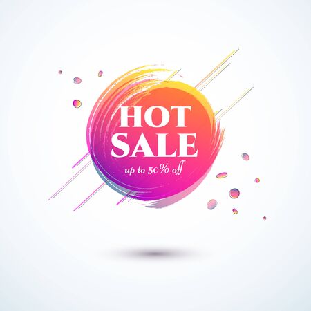 Banner hot sale 50 off Bright duotone gradient banner for web stores shop online sale sticker promo action Modern label price tag theme business ad marketing promotion Hot summer color gradient Vectorのイラスト素材