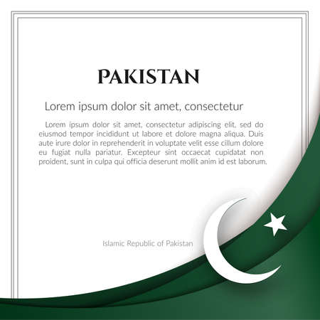 Islamic Republic of Pakistan flag theme Card with waveform ribbon color of the national flag of Pakistan For business card banner on holiday flag theme National pakistani patriotic background Vectorのイラスト素材