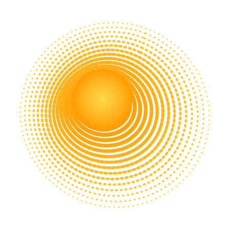 Solar radial pattern Orange abstract banner from lines Sun shape design element with a lines pattern rays Decorative sun icon solar symbol for creative design of summer spring theme Vector solar signのイラスト素材