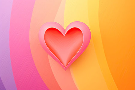Concept Valentines Day, LGBT, Big one rainbow heart close-up on a pink background. Banner.の素材