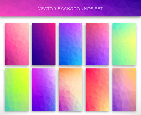 Big set of polygonal backgrounds for site, brochure, banner and covers. Minimal gradient low poly covers design. low polygon vector illustrationのイラスト素材
