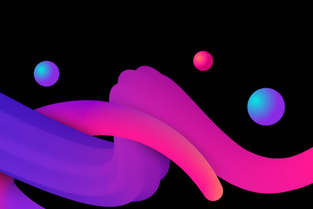 Creative Fluid wave shapes 3d on black background. Vector illustration for placards, banners, flyers...