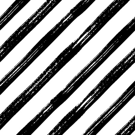 Seamless brush stroke diagonal pattern. Black hand drawn stripes on white. Vector textured striped abstract line background design. Trendy texture for print, wallpaper, home decor, fashion fabric, textile, paper, poster backgroundのイラスト素材
