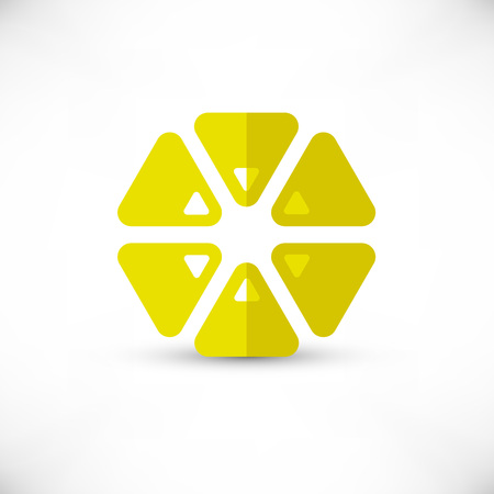 Triangle lemon icon isolated on white background. Simple shape citrus fruit concept. Vector illustrationのイラスト素材
