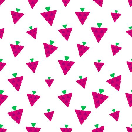 Triangle raspberry seamless pattern on white background. Simple shape berry concept. Vector illustrationのイラスト素材
