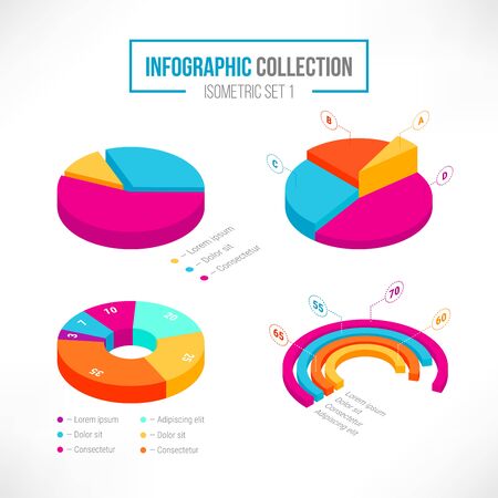 Isometric business pie chart setのイラスト素材