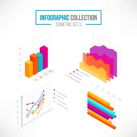 Isometric data tools finance diagramのイラスト素材